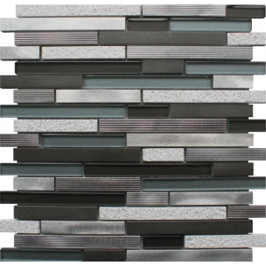 Craft Ceramics Metalworks Grey Stripe Glass/Metal/Stone Mosaic 315mm x 300mm