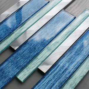Craft Ceramics Portland Blue Linear Glass/Aluminium Mosaic 400mm x 300mm