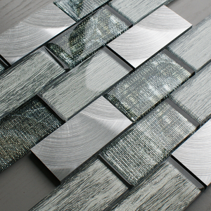 Craft Ceramics Portland Green Brick Glass/Aluminium Mosaic 350mm x 300mm