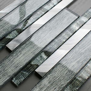 Craft Ceramics Portland Green Linear Glass/Aluminium Mosaic 400mm x 300mm