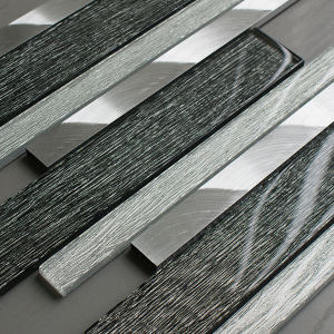 Craft Ceramics Portland Grey Linear Glass/Aluminium Mosaic 400mm x 300mm