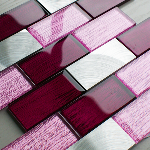 Craft Ceramics Portland Pink Brick Glass/Aluminium Mosaic 350mm x 300mm