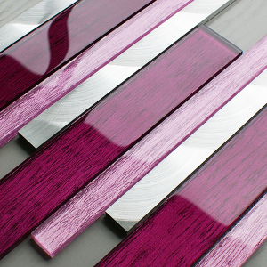 Craft Ceramics Portland Pink Linear Glass/Aluminium Mosaic 400mm x 300mm