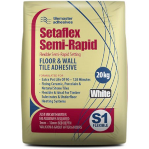 Tilemaster Setaflex Semi Rapid White 20kg Half Pallet 25 bags