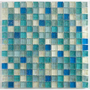 Verona Hammered Pearl Aqua Glass Mosaic 305mm x 305mm