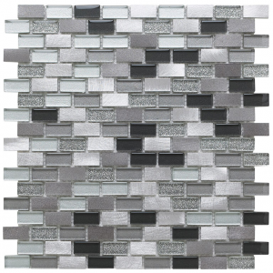 Verona Platinum Lancer 139 Glass/Metal Mix Mini Brick Mosaic 300mm x 300mm