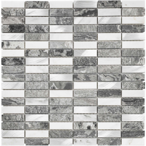 Verona Creswell Grey Stone/metal Mix Linear Mosaic 300mm x 300mm