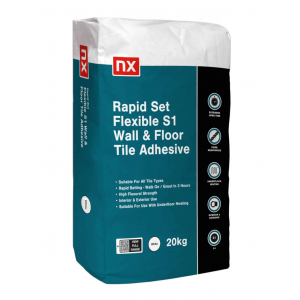 NX Rapid S1 Porcelain and Stone Tile Adhesive White 20kg