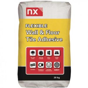 Norcros NX Rapid Flexible Wall and Floor Tile Adhesive Grey 20kg Full Pallet 50 Bags