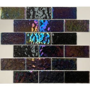 Craft Ceramics Voyage Midnight Black Brick Wetroom Mosaic 350mm x 300mm