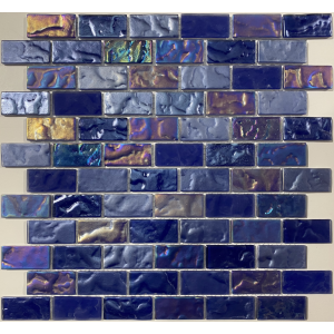 Craft Ceramics Voyage Wave Blue Brick Wetroom Mosaic 325mm x 300mm